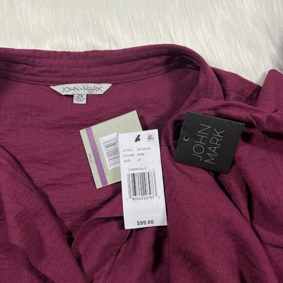 John Mark Women's Plus Size 2X Wine Rayon Nylon Popover Tunic‎ Top - Picture 6 of 9